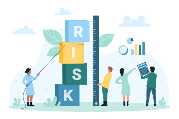 A vector graphic of project managers practicing real-time risk management on their project.